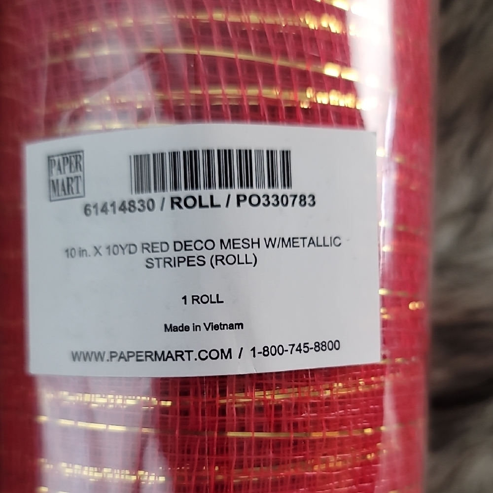 Vibrant Red and Gold Craft Mesh Rolls - Picture 3 of 5